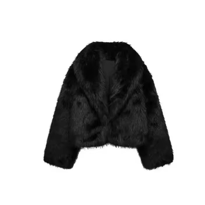 Coat with fur-effect lapels | Womens Coats Clothing Coats