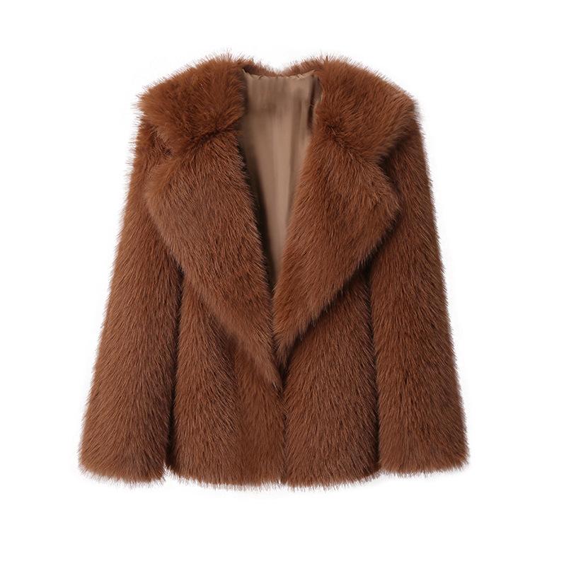 Coat with fur-effect lapels | Womens Coats Clothing Coats