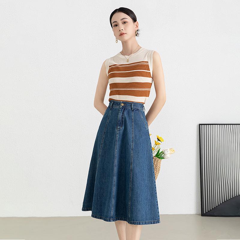 Contrast seams denim skirt | Womens Skirts Clothing Skirts