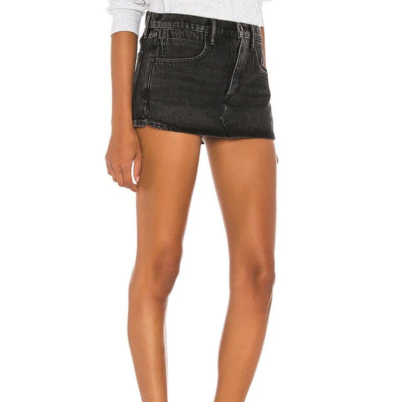 Denim miniskirt with frayed hem | Womens Skirts Clothing Skirts