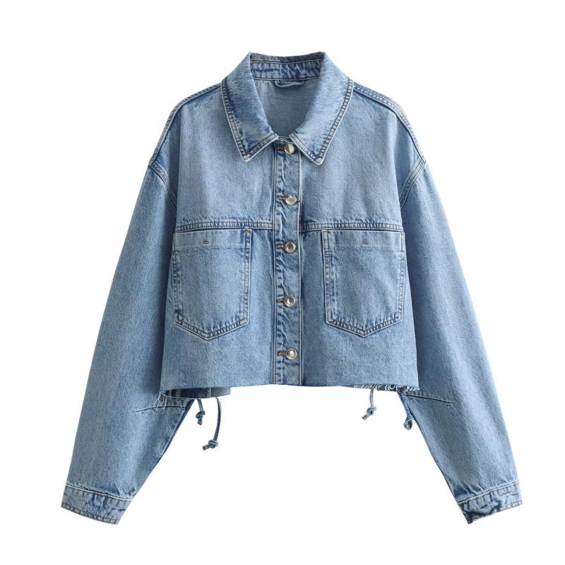 Denim overshirt with frayed hem | Womens Jackets Clothing Jackets