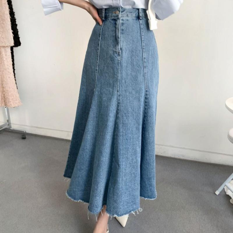 Denim skirt with frayed ends | Womens Skirts Clothing Skirts