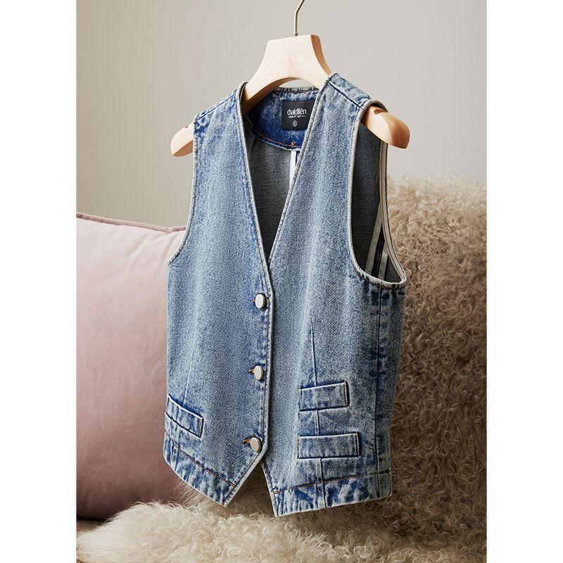 Denim vest with seams | Womens Jackets Clothing Jackets