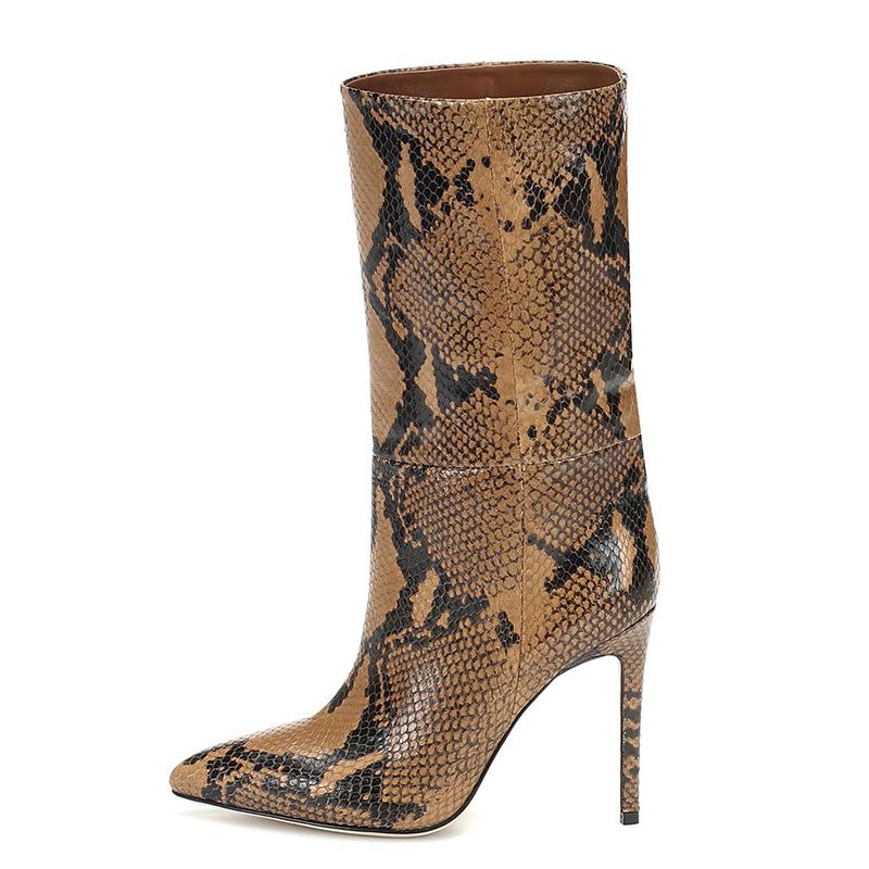 Knee high leather boot with snake skin pattern | Womens Boots & Ankle Boots Boots & Ankle Boots Boots & Ankle Boots