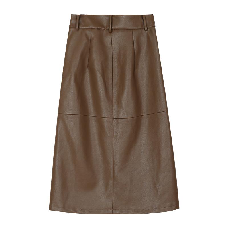 Leather-effect midi-skirt | Womens Skirts Clothing Skirts