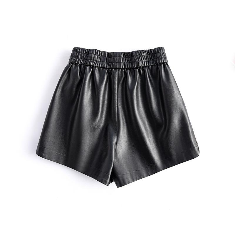 Leather effect shorts with elastic waist | Womens Shorts Clothing Shorts