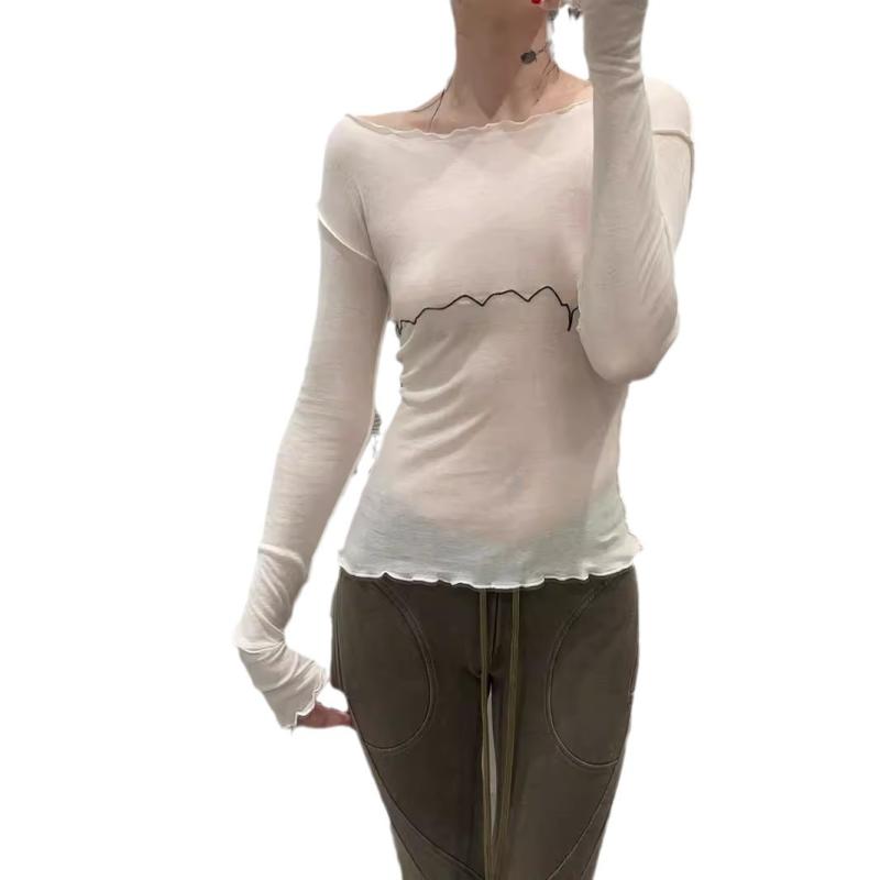 Long sleeve T-shirt with decorative seams | Womens T-Shirts Clothing T-Shirts