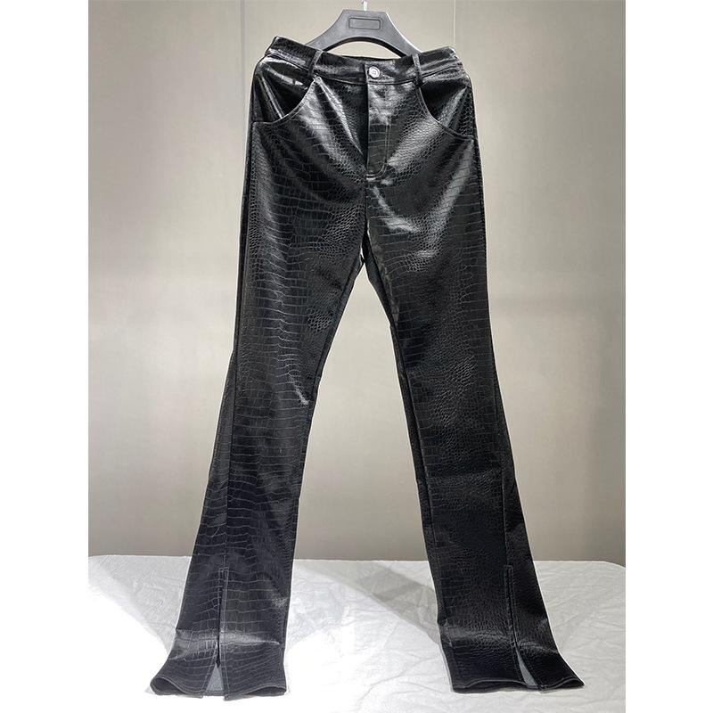 Straight snakeskin-effect pants | Womens Trousers Clothing Trousers