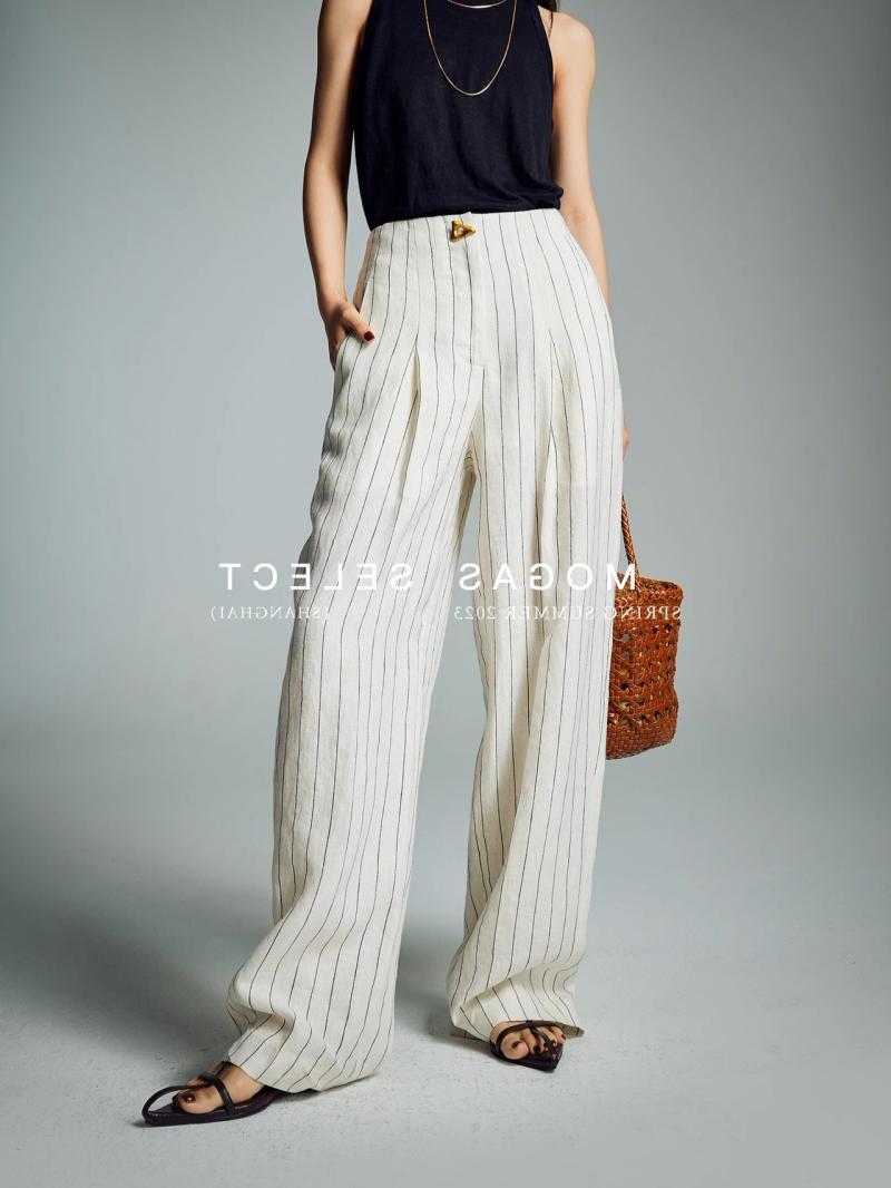 Striped linen-blend pants | Womens Trousers Clothing Trousers