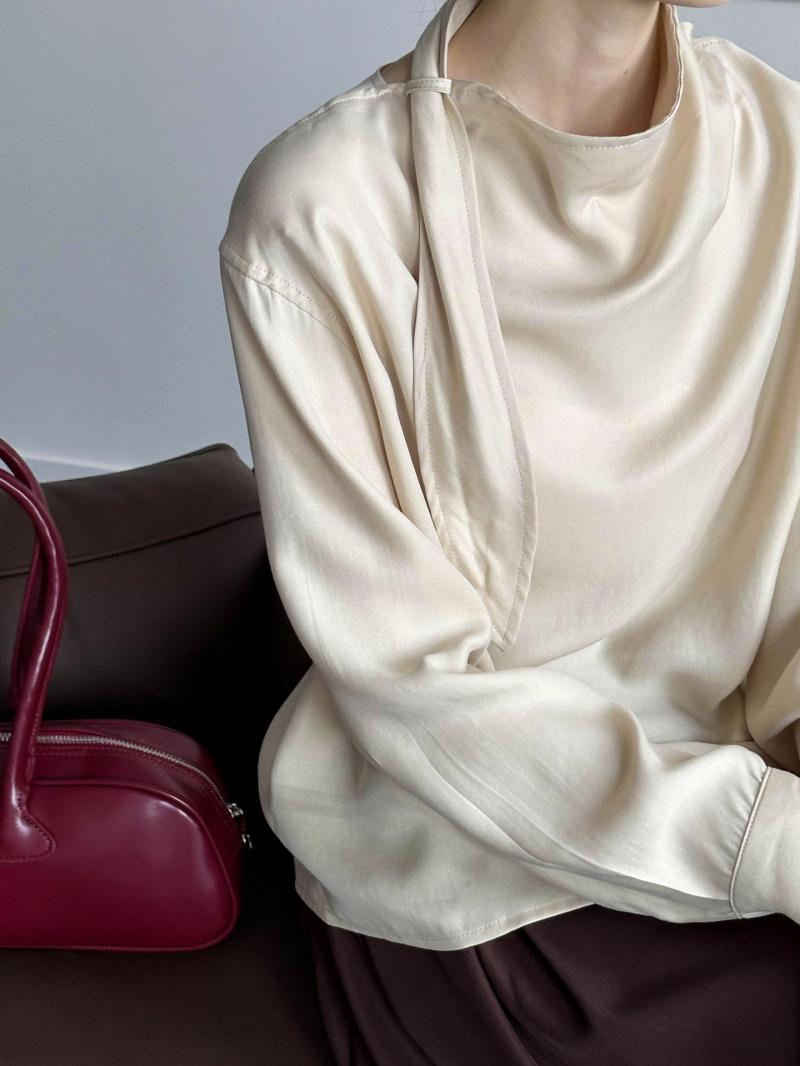 Turtleneck draped satin blouse | Womens Shirts & Blouses Clothing Shirts & Blouses